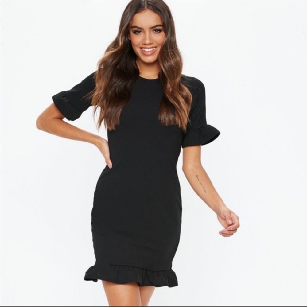 MISGUIDED Black Ruffle Mini Dress